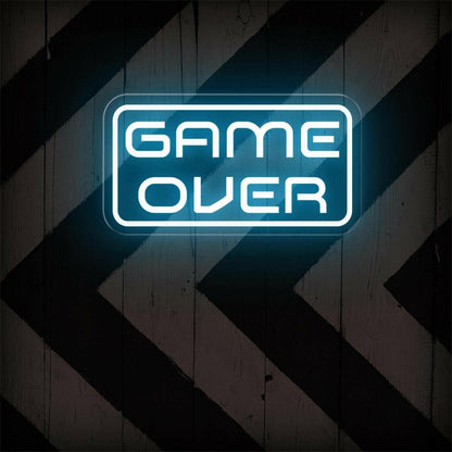 Game Over Blue-White Led Neon Sign Gaming Room Arcade Decor | Shineneon