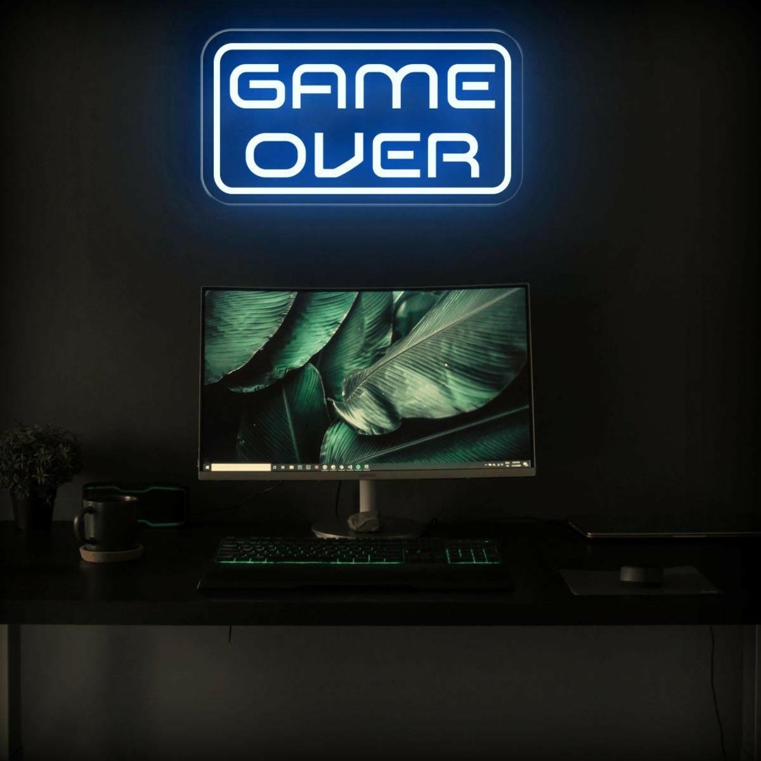 Game Over Blue-White Led Neon Sign Gaming Room Arcade Decor | Shineneon