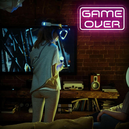 Game Over Blue-White Led Neon Sign Gaming Room Arcade Decor | Shineneon