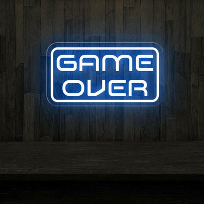 Game Over Blue-White Led Neon Sign Gaming Room Arcade Decor | Shineneon