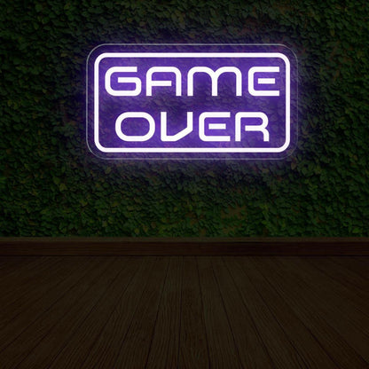 Game Over Blue-White Led Neon Sign Gaming Room Arcade Decor | Shineneon