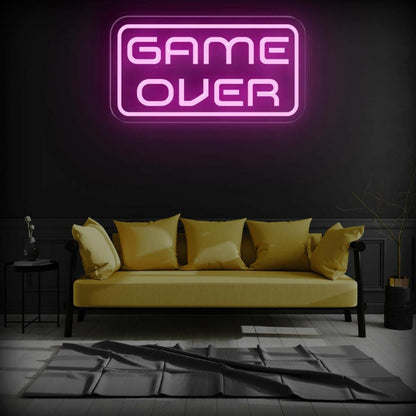 Game Over Blue-White Led Neon Sign Gaming Room Arcade Decor | Shineneon