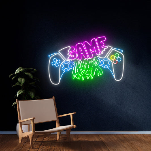 Game Over Game Controller Neon Sign