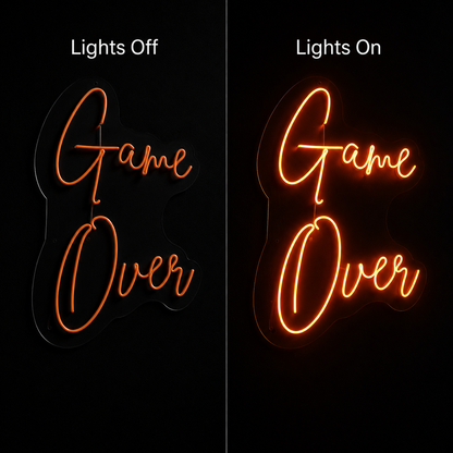 Game Over LED Neon Sign - 06 Day Night Comparison