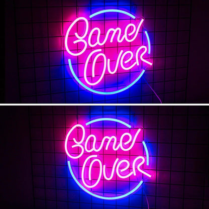 Game Over Pink And Blue Led Neon Sign With Arcade Design For Gaming Room Decor | Shineneon