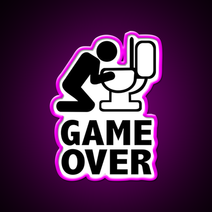 Game Over Puke Toilet Beer Bar Decor Led Neon Sign Rgb Color - Neon sign mounted on wall in room