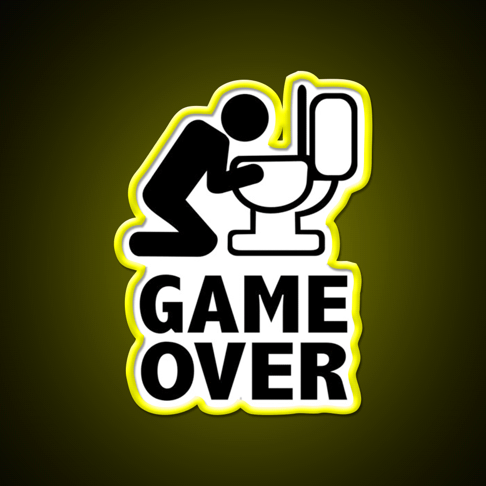 Game Over Puke Toilet Beer Bar Decor Led Neon Sign Rgb Color - Custom LED neon sign front view