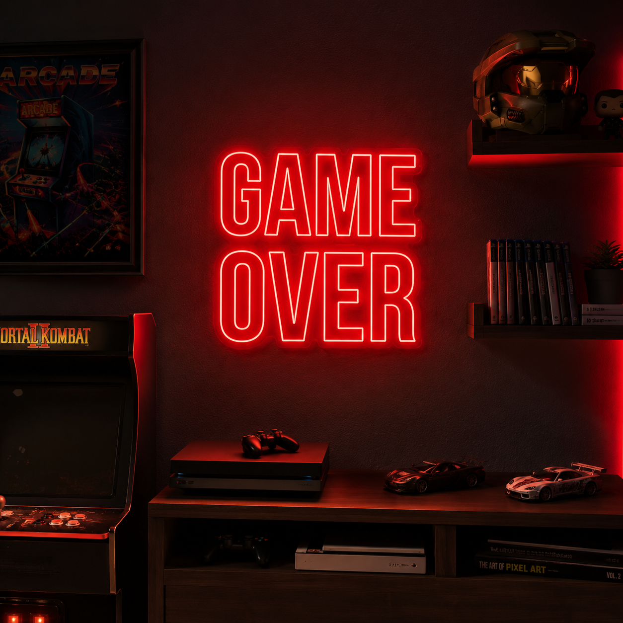 Game Over Text LED Neon Sign - 03 Real Lifestyle Scene