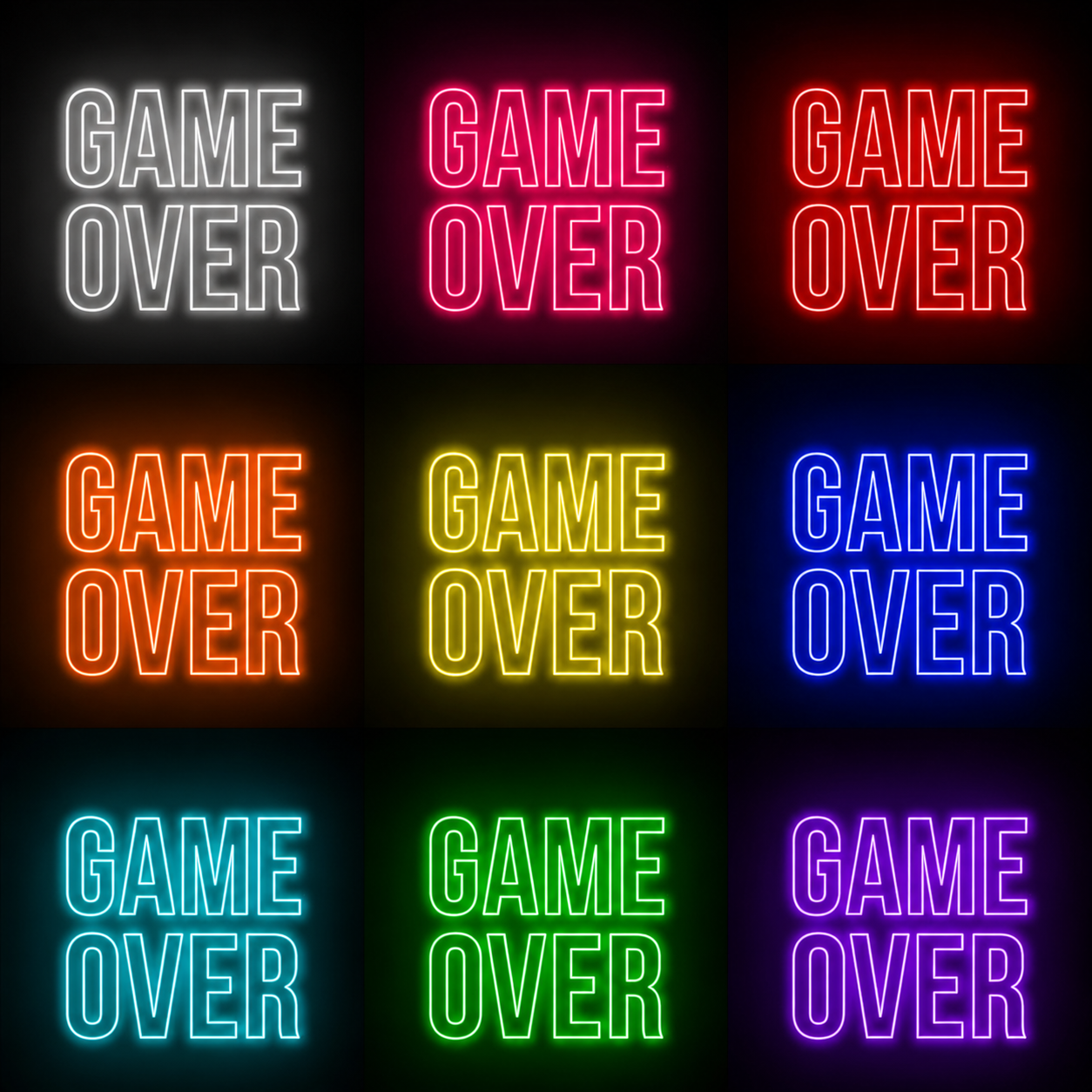 Game Over Text LED Neon Sign - 05 Color Grid