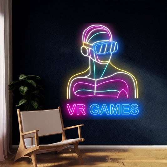 Game Player Led Lights Vr Glasses Neon Sign