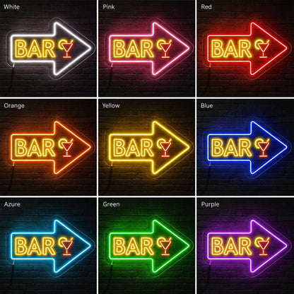 Game Room Bar Arrow Neon Sign LED Neon Sign color grid
