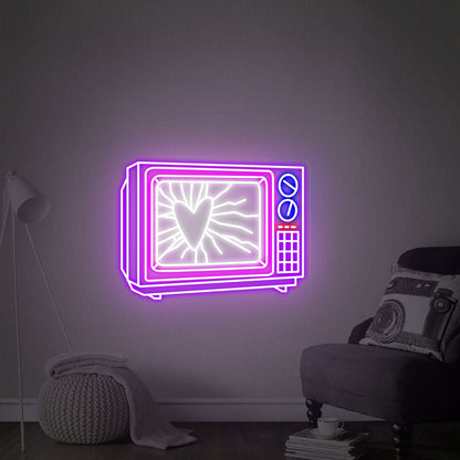 Game Room Bar Or Party Ambience With The Old Tv Led Neon Sign Wall Art | Shineneon
