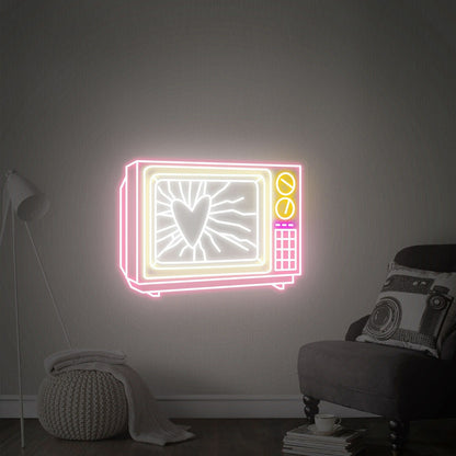 Game Room Bar Or Party Ambience With The Old Tv Led Neon Sign Wall Art | Shineneon