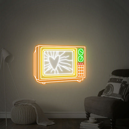 Game Room Bar Or Party Ambience With The Old Tv Led Neon Sign Wall Art | Shineneon