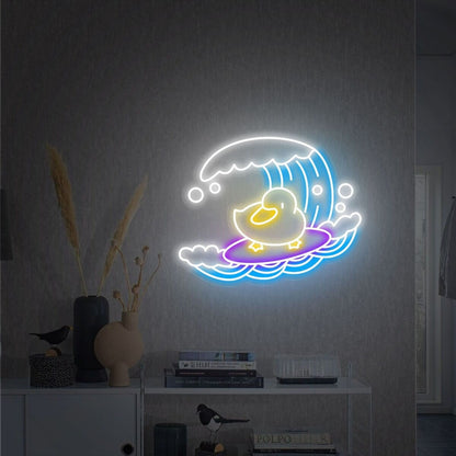 Game Room Bar Wedding With Vibrant Surf Duck Led Neon Sign | Shineneon