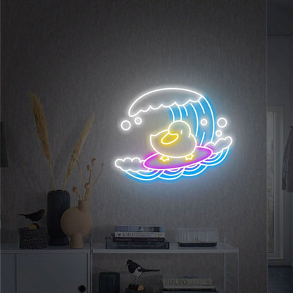 Game Room Bar Wedding With Vibrant Surf Duck Led Neon Sign | Shineneon