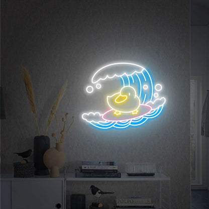 Game Room Bar Wedding With Vibrant Surf Duck Led Neon Sign - Shineneon