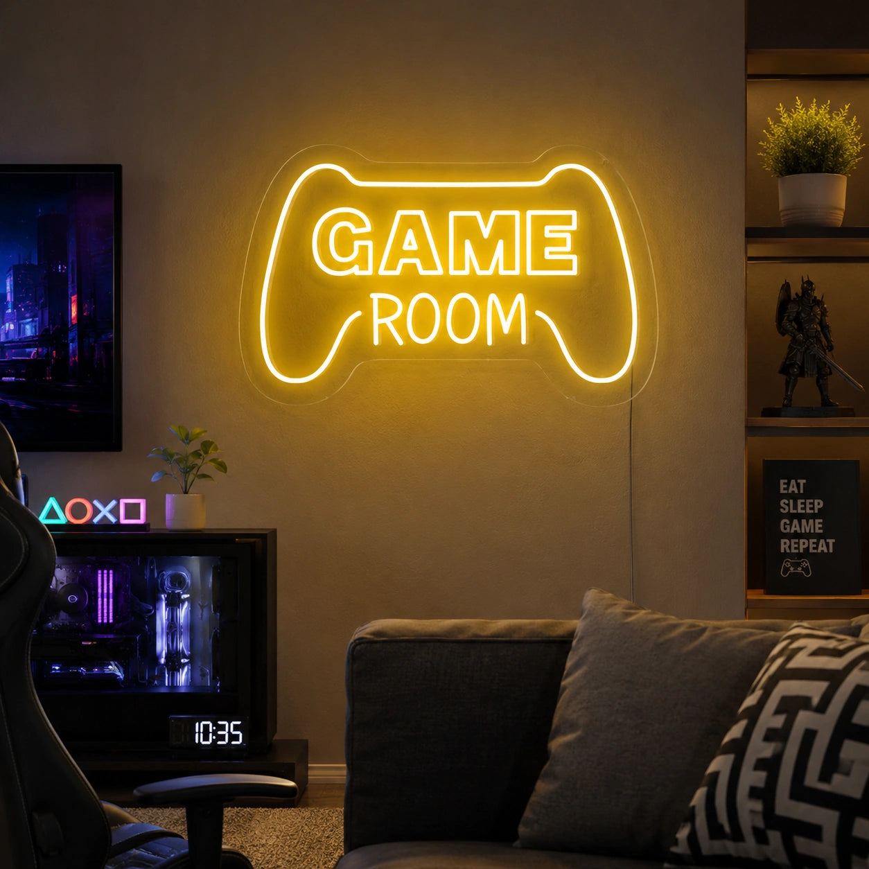 Game Room Controller Outline Neon Sign LED Neon Sign real lifestyle scene