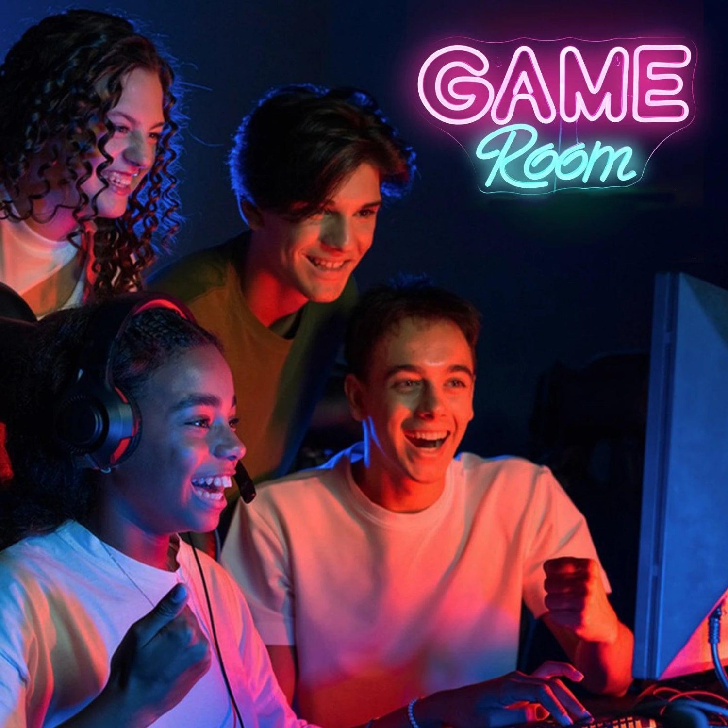 Game Room Pink Teal Led Neon Sign For Gaming Spaces Decor | Shineneon