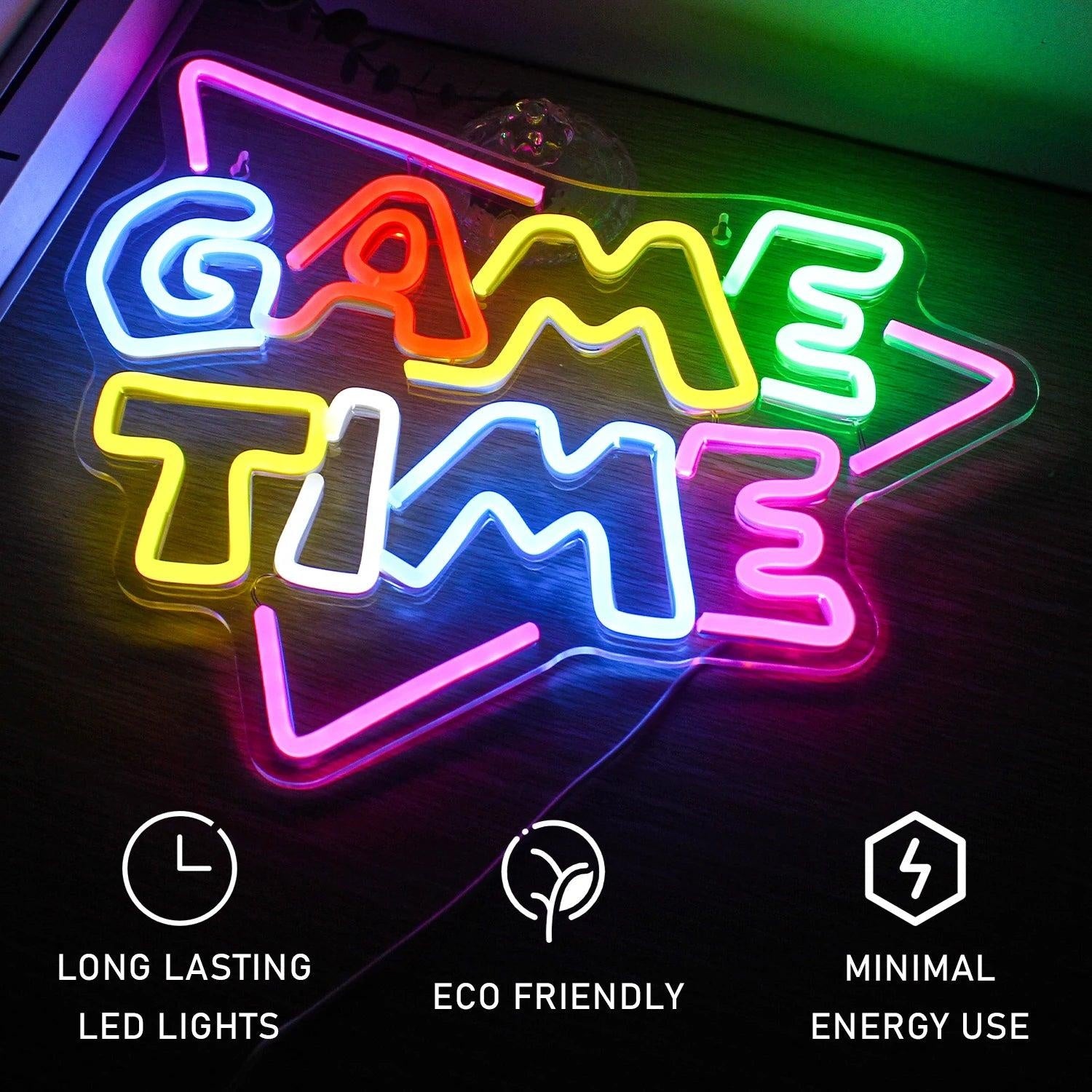 Game Time Multicolor Led Neon Sign For Gaming Room Decor | Shineneon