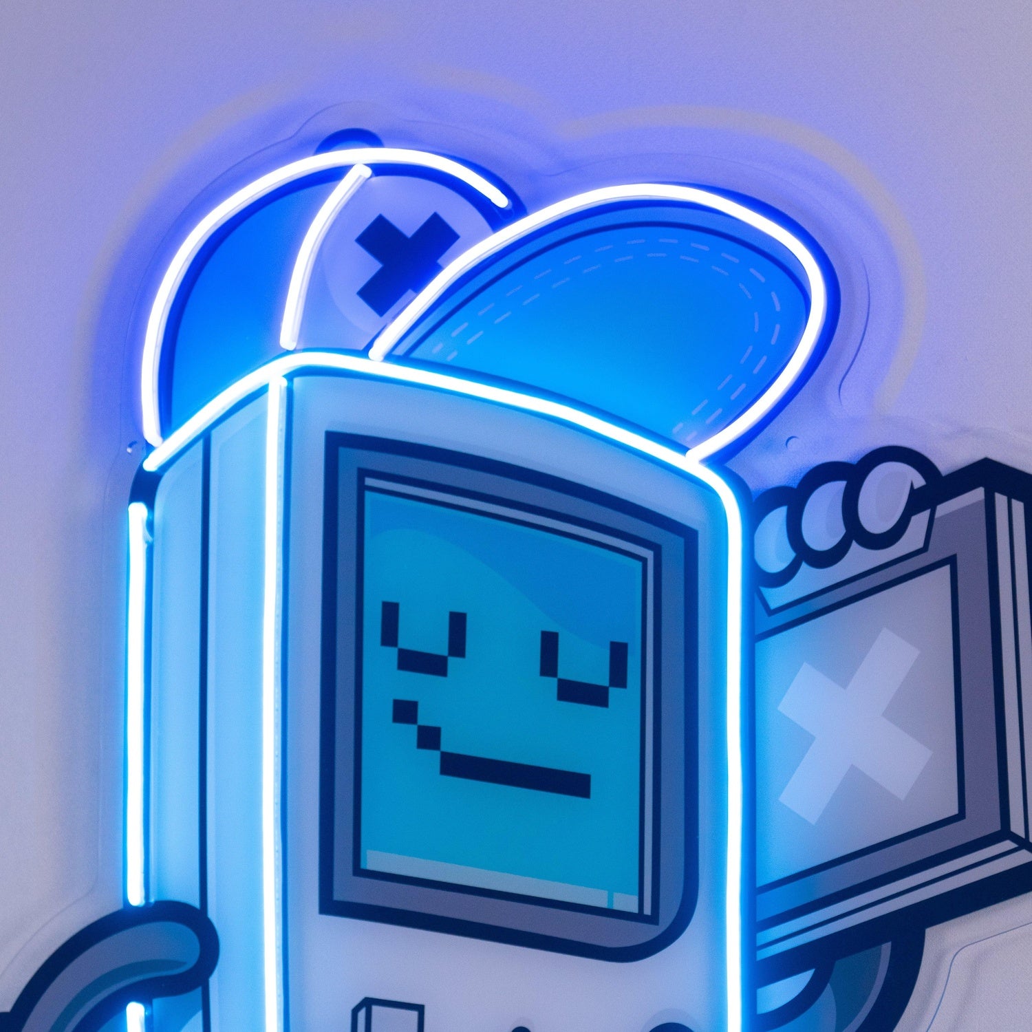 Gameboy Pixel Art Blue-White Uv Printed Led Neon Sign For Retro Gaming Room Decor | Shineneon