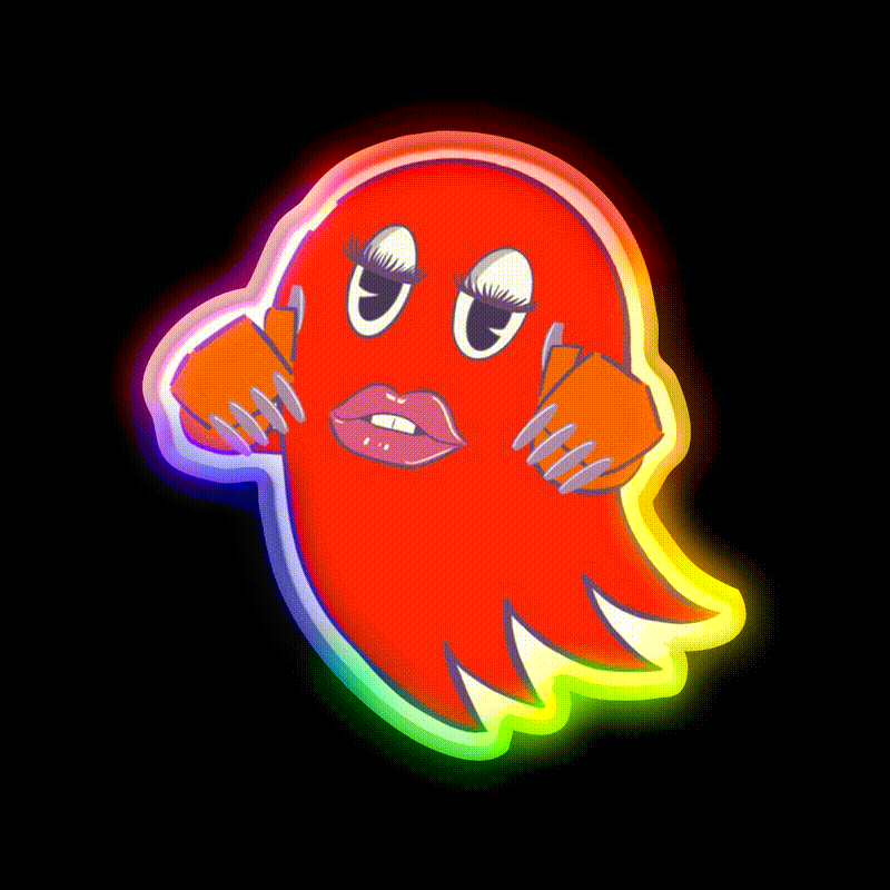 Gamer Ghost Red Nail Salon Led Neon Sign Rgb Color - LED neon sign close-up detail