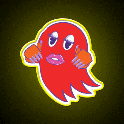 Gamer Ghost Red Nail Salon Led Neon Sign Rgb Color - Custom LED neon sign front view
