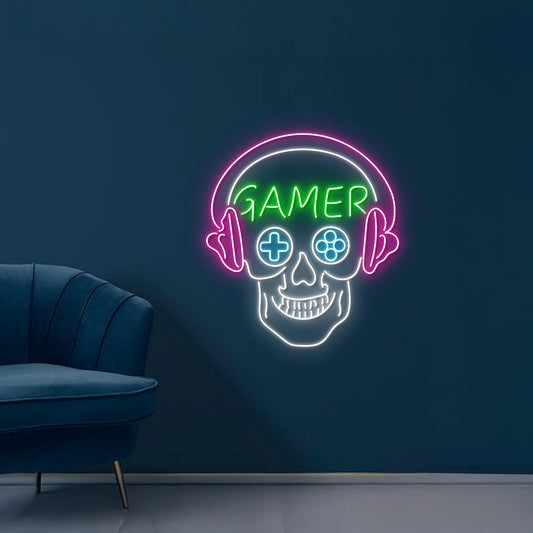 Gamer Skull Led Neon Sign Neon For Gamer