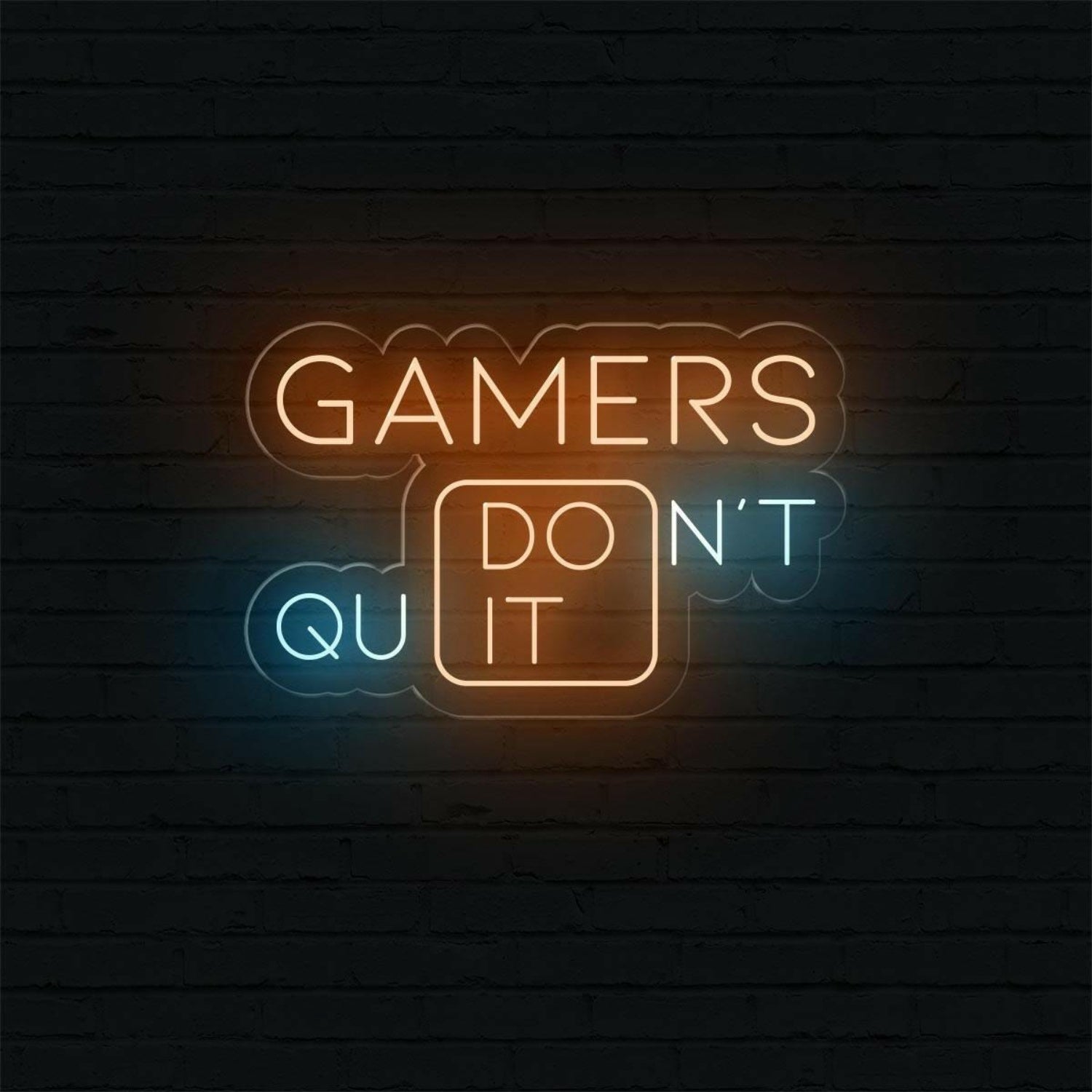 Gamers Dont Quit Split-Text Blue-Yellow Led Neon Sign For Game Room | Shineneon