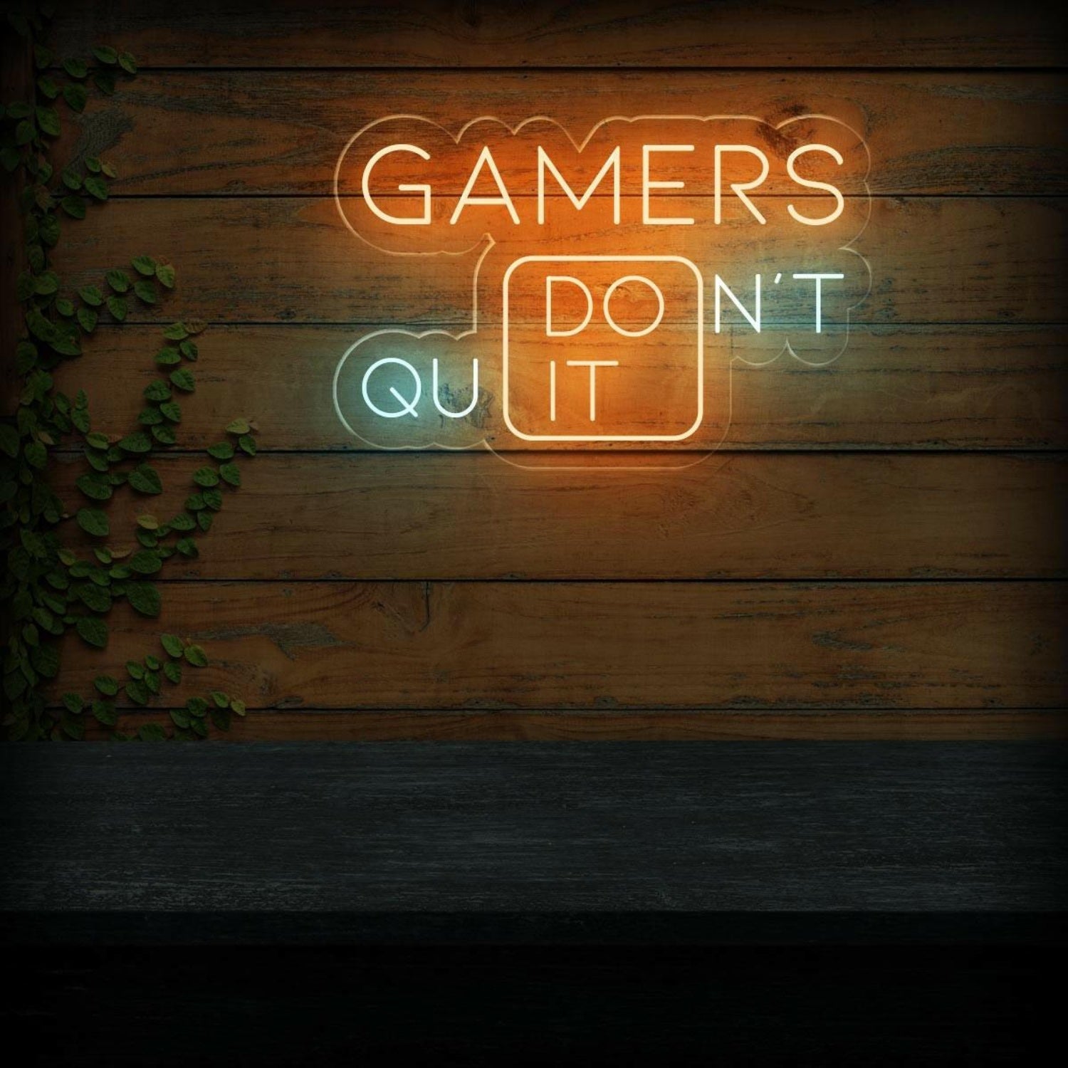Gamers Dont Quit Split-Text Blue-Yellow Led Neon Sign For Game Room | Shineneon