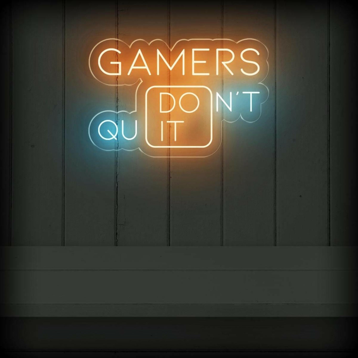 Gamers Dont Quit Split-Text Blue-Yellow Led Neon Sign For Game Room | Shineneon