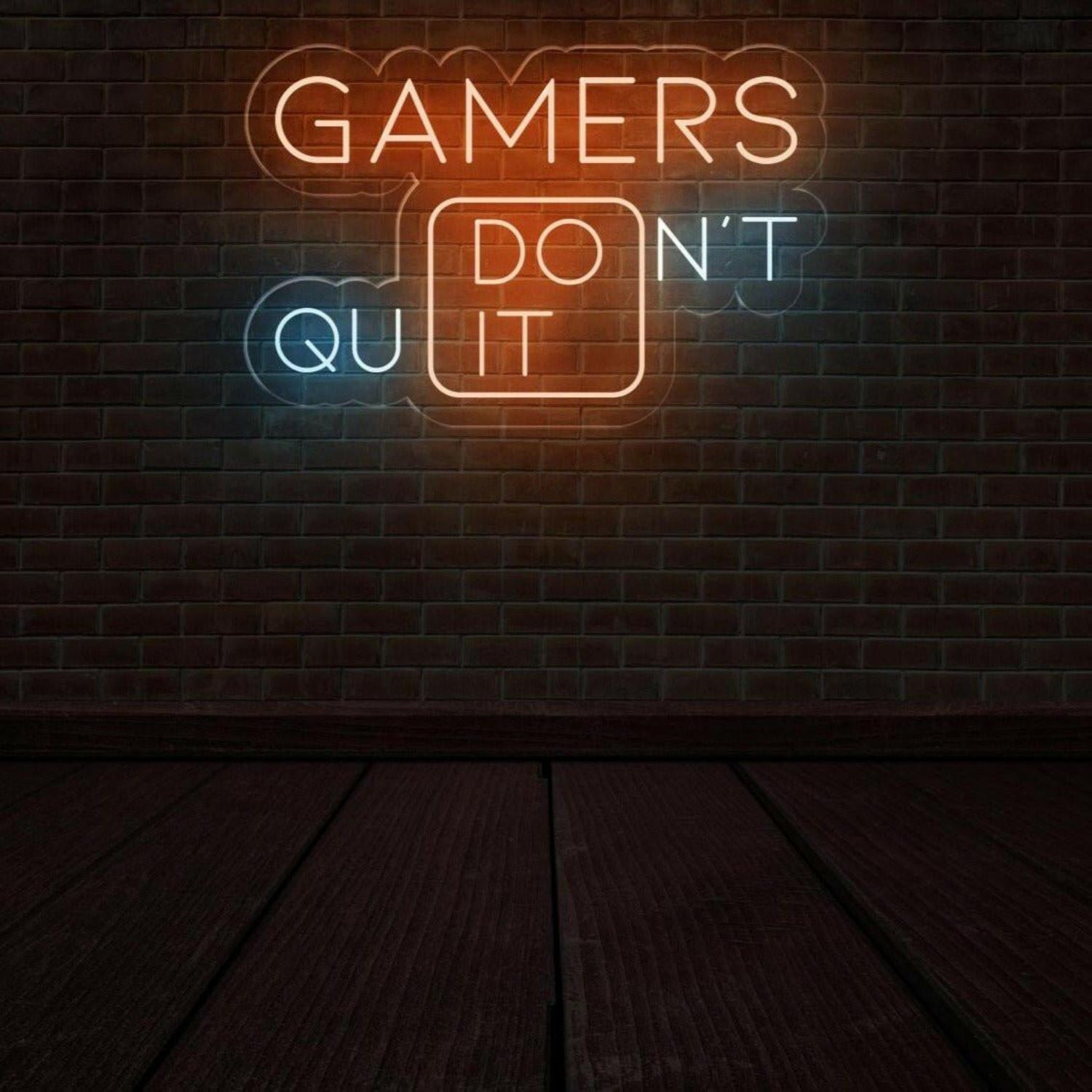 Gamers Dont Quit Split-Text Blue-Yellow Led Neon Sign For Game Room | Shineneon
