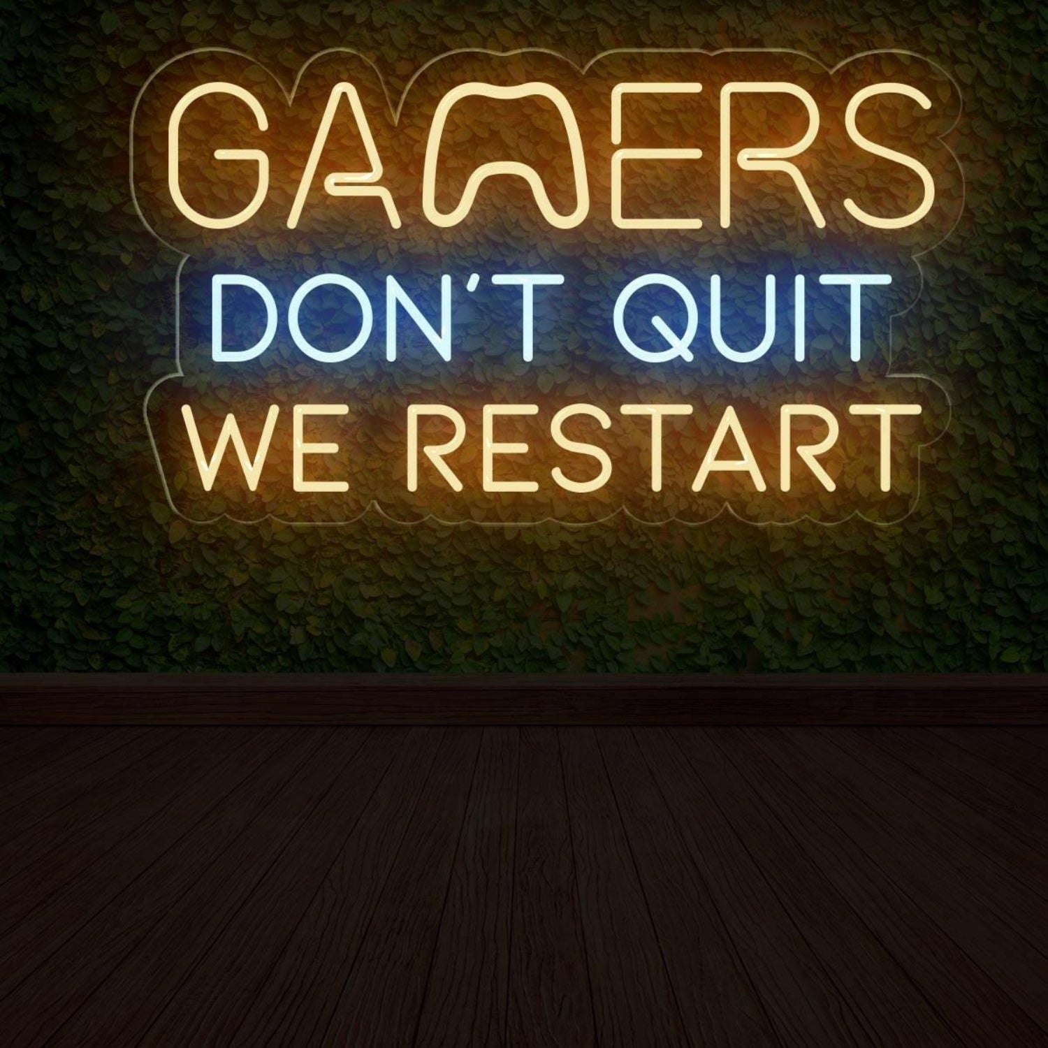 Gamers Dont Quit Yellow-Blue Led Neon Sign For Gaming Room | Shineneon