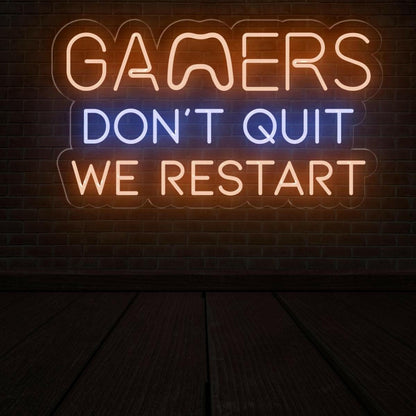 Gamers Dont Quit Yellow-Blue Led Neon Sign For Gaming Room | Shineneon