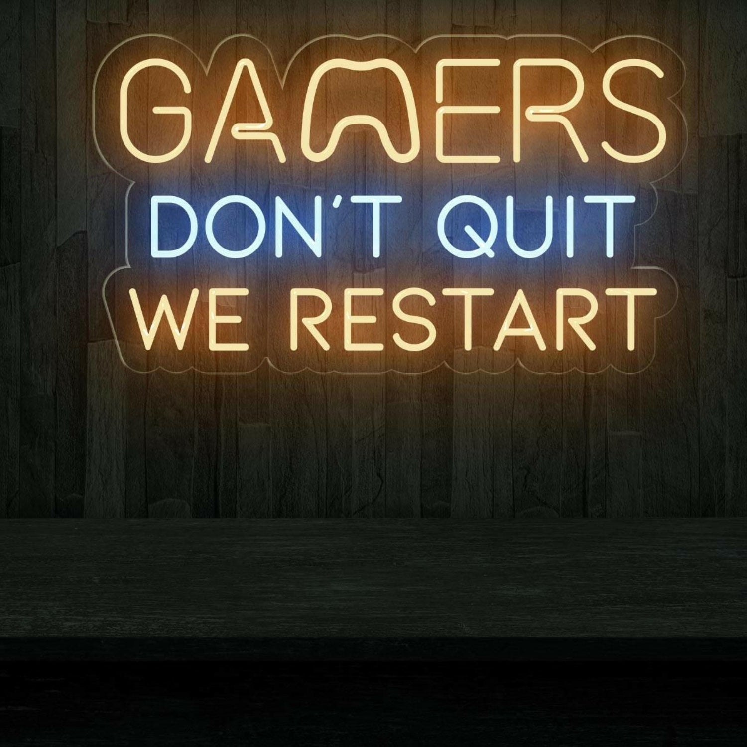 Gamers Dont Quit Yellow-Blue Led Neon Sign For Gaming Room | Shineneon