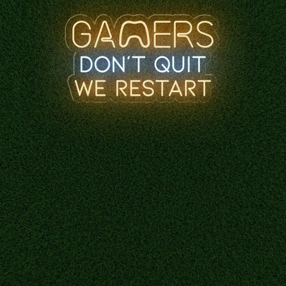 Gamers Dont Quit Yellow-Blue Led Neon Sign For Gaming Room | Shineneon