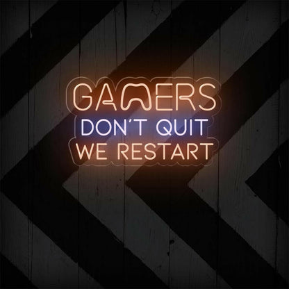 Gamers Dont Quit Yellow-Blue Led Neon Sign For Gaming Room | Shineneon