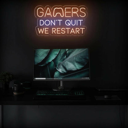 Gamers Dont Quit Yellow-Blue Led Neon Sign For Gaming Room | Shineneon