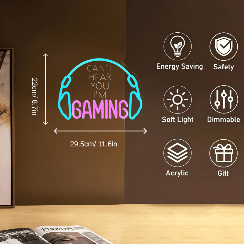 Gaming USB LED Neon Sign for Bar Game Room & Man Cave Wall Decor - Shineneon