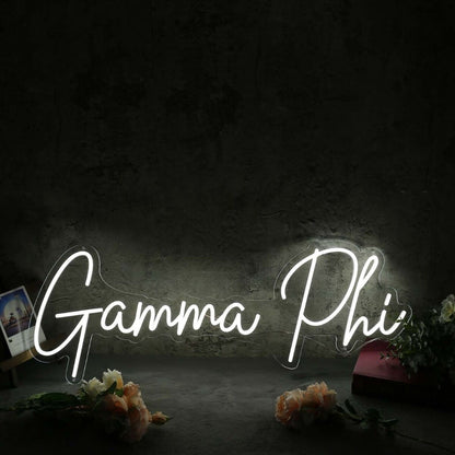 Gamma Phi White Led Neon Sign Fsorority And College Decor - Shineneon