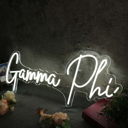 Gamma Phi White Led Neon Sign Fsorority And College Decor - Shineneon