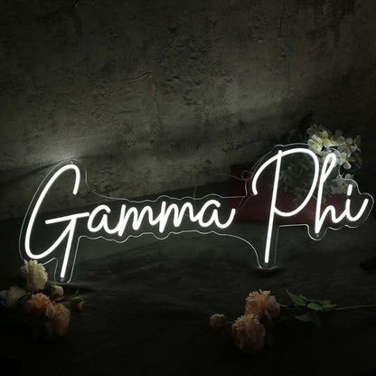 Gamma Phi White Led Neon Sign Fsorority And College Decor - Shineneon