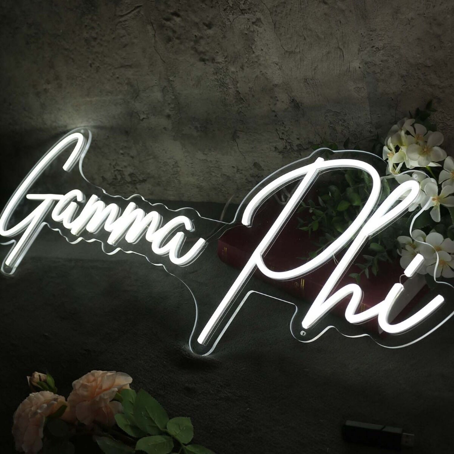 Gamma Phi White Led Neon Sign Fsorority And College Decor - Shineneon