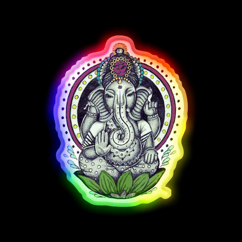 Ganesha Yoga Led Neon Sign For Wellness Space Rgb Color
