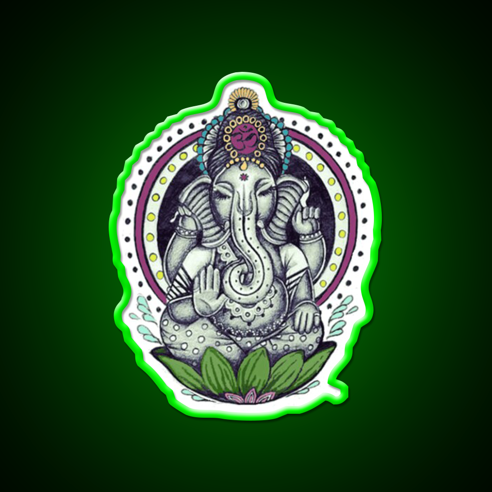 Ganesha Yoga Led Neon Sign For Wellness Space Rgb Color