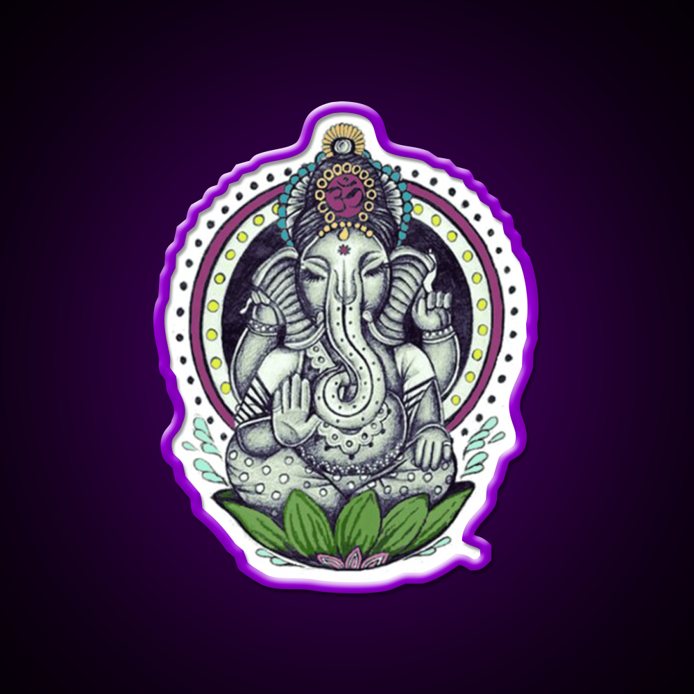 Ganesha Yoga Led Neon Sign For Wellness Space Rgb Color