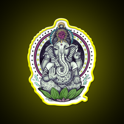 Ganesha Yoga Led Neon Sign For Wellness Space Rgb Color