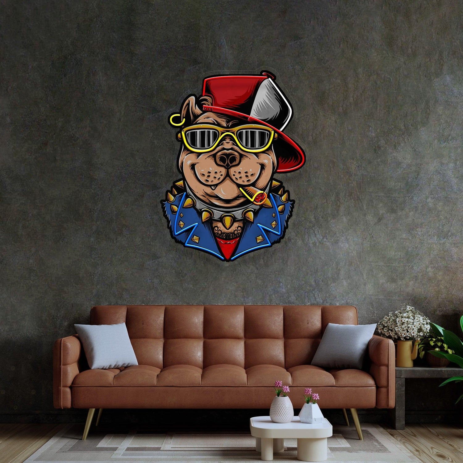Gangster Dog Multi-Color Uv Printed Led Neon Sign For Urban Indoor Wall Decor | Shineneon