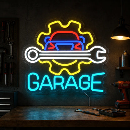 Garage Car Gear Wrench Vintage LED Neon Sign high-converting product image
