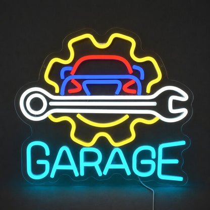 Garage Car Gear Wrench Vintage LED Neon Sign main product image